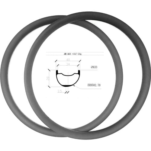 29er carbon mtb bike rim XC 40x28mm Asymmetry aro 29 bike wheel tubeless bicycle rims Mountain bike rim ERD 582mm 460g