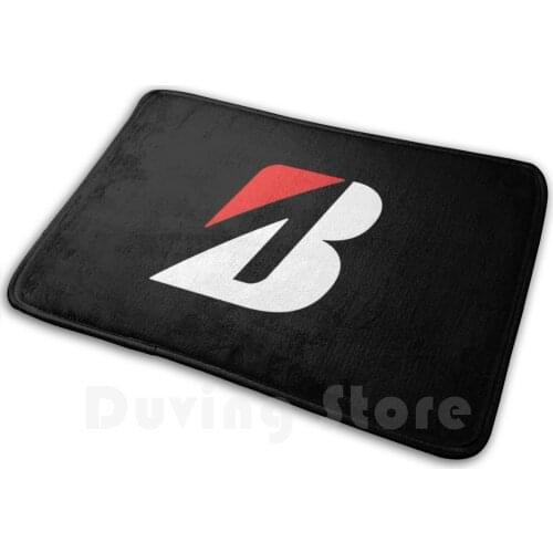 Bridgestone Fan Art White Logo Symbol Mat Rug Carpet Anti-Slip Floor Mats Bedroom Fan Logo Tire Tires Racing Motor