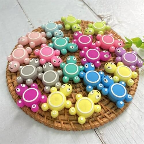50/100pcs Silicone Turtle Beads Baby Cartoon Animal Mini Tortoise Teething Teether DIY Infant Nursing Pacifier Chain Toys