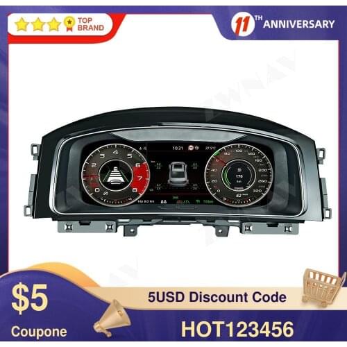 Android 9.0 Digital Cluster Virtual Cockpit For VW B8 PASSAT CC Golf 7 Golf 7.5 GTI Variant Dashboard Entertainment Speed Screen