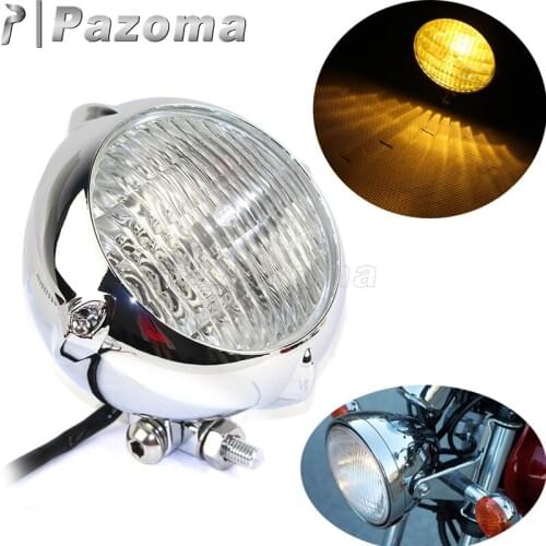 H4 12V Universal Motorcycle Headlight Custom Vintage Round Head Light Scooter Cafe Racer Motorbike Front Headlamp High Low Beam