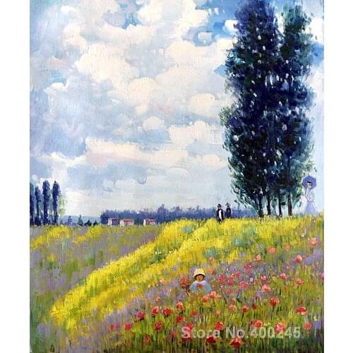 Claude Monet art collection Walk in the Meadows at Argenteuil oil Painting canvas High quality Hand painted