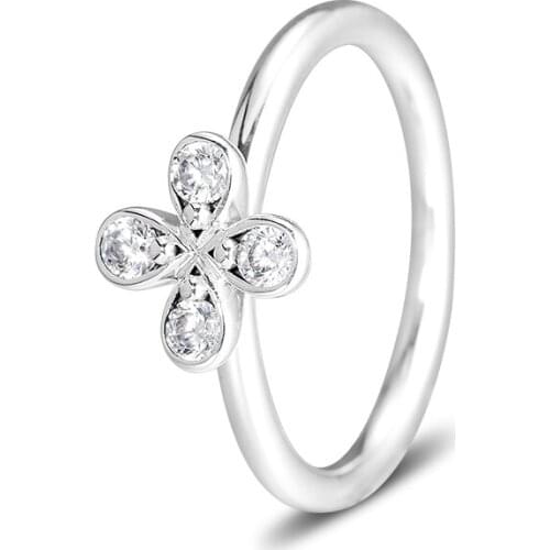 Fashion Female Rings Four-Petal Clover Flower Ring Sterling Silver Jewelry Rings For Woman Party Jewelry Making