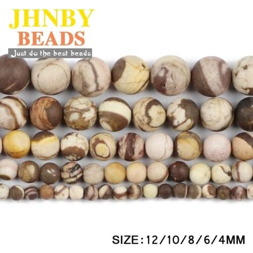 JHNBY Matte Zebra stone High quality Natural Stone Round Loose beads ball 4/6/8/10/12MM Jewelry bracelet making DIY accessories
