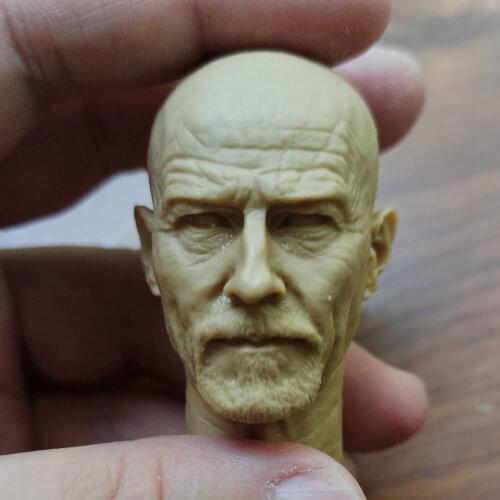 Hot Sales 1/6th Male Breaking Bad Heisenberg Head Sculpture White Unpainted Model For Usual 12 inch Doll Collect