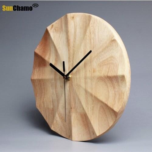 Nordic Wooden Wall Clocks Fashion Silent Modern Wood Wall Clock Creative Kids Mechanism Relogios Parede Wood Wall Clock AA50WC