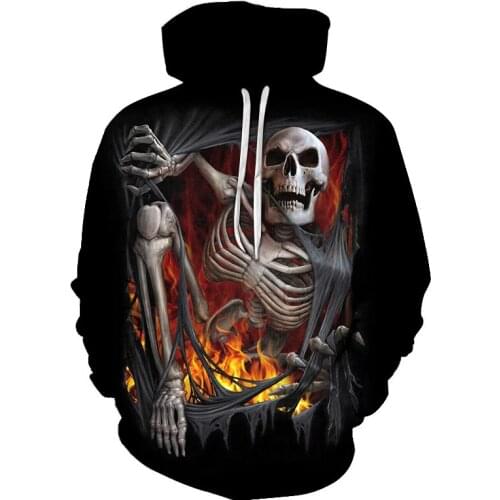 2021 New Mens Hoodies Demon Cartoon Skull Pictures 3d Printing Mens Sports Hooded Top Casual Sweater