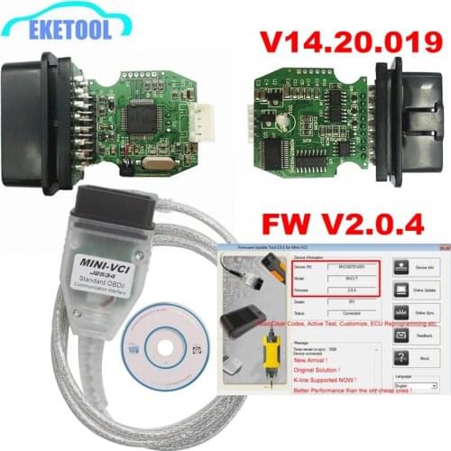 Newest MINI VCI V2.0.4 Real Firmware Upgraded V14.20.019 For Toyota TIS Techstream j2534 K-Line CAN-BUS FT232RL