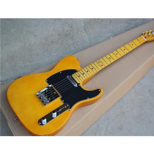 New! High quality yellow guitar, black guard board, maple finger board, good quality hardware, free delivery, welcome cus