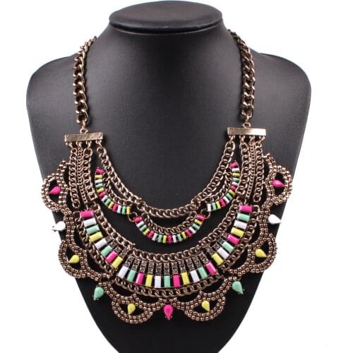 2021 New Arrival Design Fashion Chunky Chain Necklaces Colorful Acrylic Crystal Statement Women Necklace Jewelry Wholesale