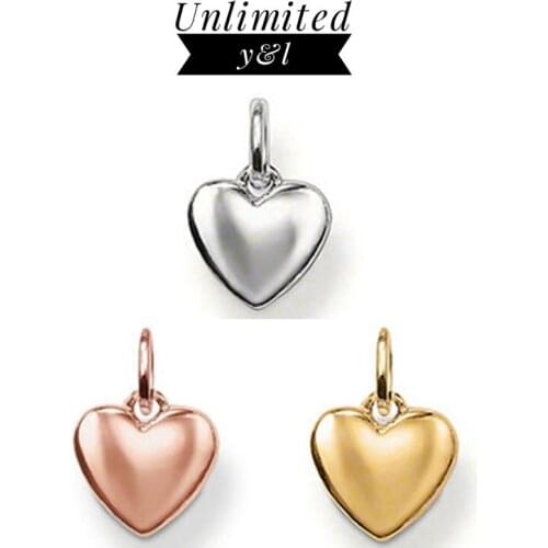 3 Colors Heart Pendants Silver/Gold/Rose Gold Color Fashion Jewelry Necklace Accessories for Women and Men Gift