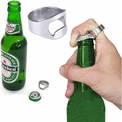 Portable Ring Bottle Opener Corkscrew Stainless Steel Beer Bottle Opener Finger Bottle Opener for Party Family Gift Supplies