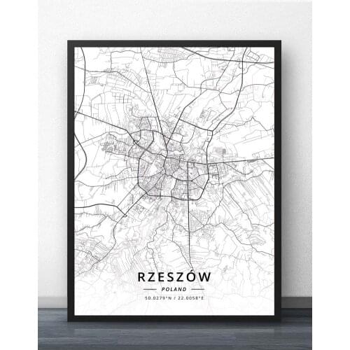 Rzeszow Sosnowiec Swinoujscie Szczecin Tarnow Torun Tychy Walbrzych Warsaw Wloclawek Wroclaw Zabrze Zielona Poland Map Poster