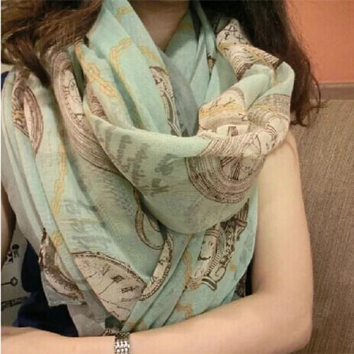 New Fashion Women Ladies Long Soft Chiffon Voile Pattern Printed Shawl Pashmina Scarf Chain Woman Boho Flower Print Long Scarves