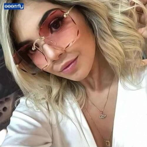 Seemfly New Sunglasses for Women Rimless Square Glasses Street Fashion Show Glassware Sun Glasses Gift for Friend