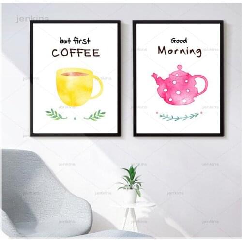 Modern Coffee and Teapot Series On Canvas Decoration for Home Wall Art Pictures Posters and Prints Paintings Without Frame