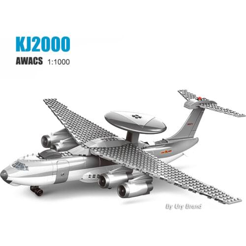 229pcs KJ-2000 AWACS Military Airplane Morden Army Warcraft WW2 Plane DIY 3D Models Educational Building Blocks Toys For Boys