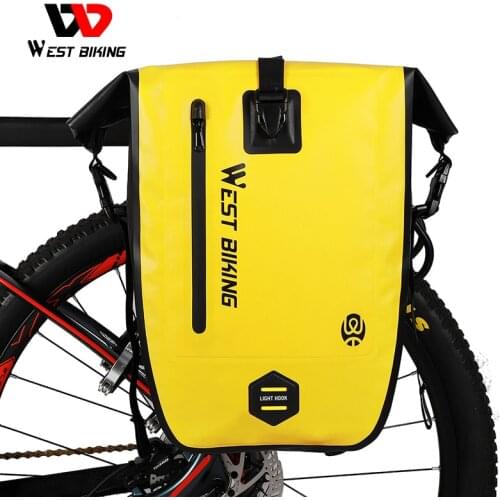 WEST BIKING 100% Waterproof Bicycle Bags Panniers Quality TPU MTB Road Bike Bag 25L Large Capacity Trunk Bag Cycling Accessories