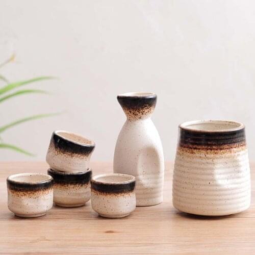 Japanese-style Sake Wine Set Wine Warmer Antique Wine Bottle Hot Wine Hot Wine Pot Ceramic Boiled Wine Wine Cup Bar Kit Sake Set