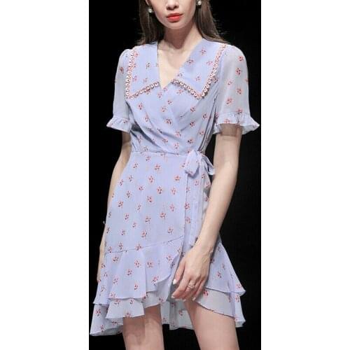 Occident Short Sleeve Chiffon Womens Summer Floral Party Makings Princess Dress