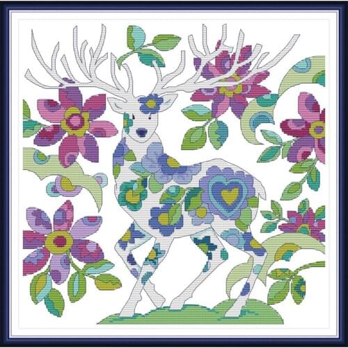 Everlasting Love Deer Chinese Cross Stitch Kits Ecological Cotton Clear Stamped Printed 14CT 11CT DIY Gift Christmas Decoration