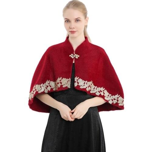 High Quality Faux Fur Shawl Fashion Women Autumn Winter Wedding and Party Shrugs Thick Winter Ponchos