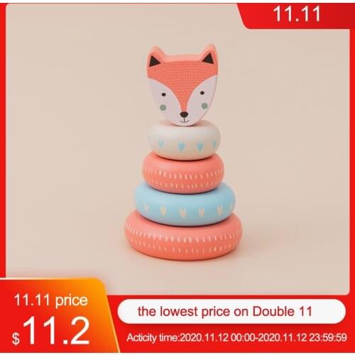 1set Kids Montessori Wooden Toys Game Fox Jenga Building Blocks Shape Match Early Learning Educational Toys Birthday Gifts