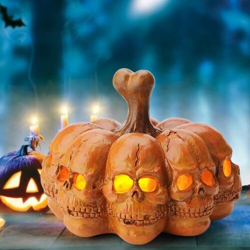 1pc LED 8 Skeleton Head Pumpkin Lights Decorative LED Lamp For Halloween Decoration Party DIY Scary Decor For Home Bar Room