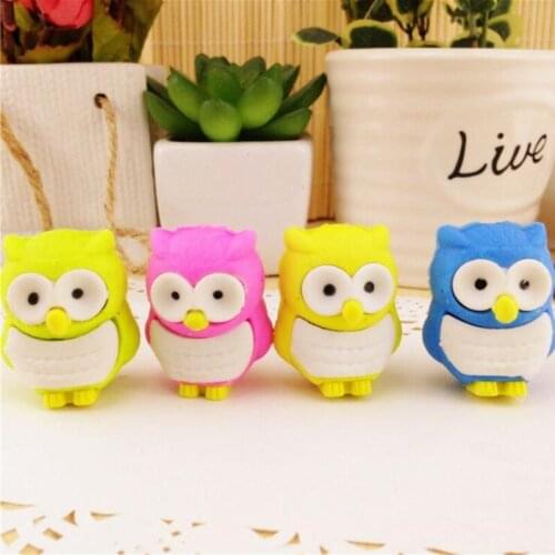18 Pcs/lot Cute 3D Owl erasers for kids colorful eraser Kawaii stationery gift toy office school supply