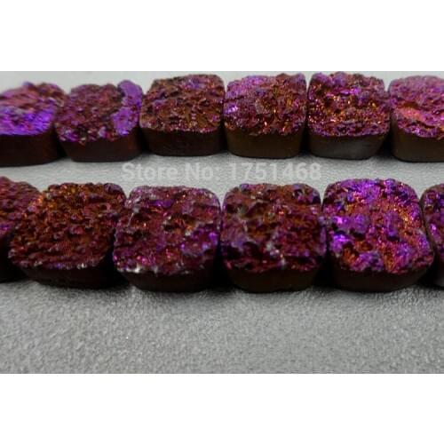 2017 Gift idea 10mm 12mm Purple Beautiful Titanium Druzy Stone Coin Beads Pendants Drusy Quartz Flat Round Beads Jewelry Making