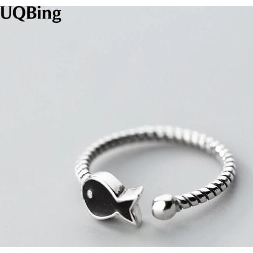 2019 New Style 925 Sterling Silver Fish Rings Open Finger Rings For Women Gifts Jewelry