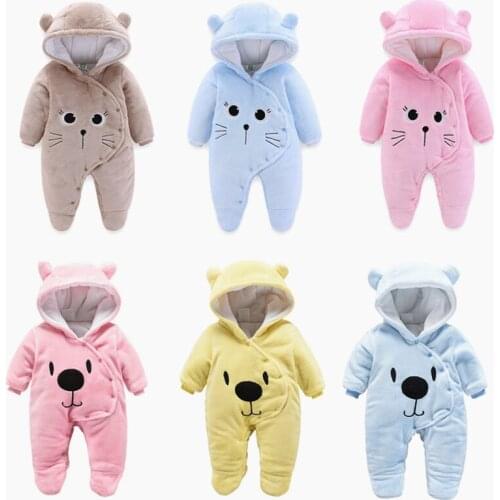 2020 New Born Baby Costume Cute Rompers Winter Boy Cotton Newborn Toddler Girl Clothes Infant Jumpsuits Warm Clothing One Piece