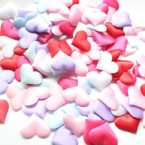 35mm 100pcs Romantic Sponge Satin Fabric Heart Petals For Throwing Wedding Confetti Valentine Wedding Engagement Decor