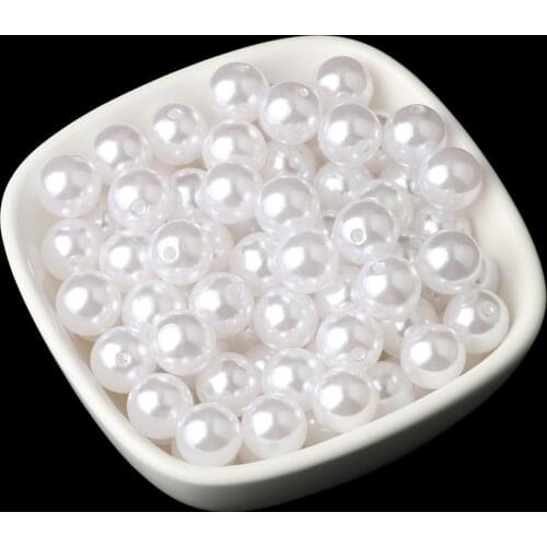4-20mm White Acrylic Beads Imitation Pearl Shell Round Beads for Jewelry Making Earring Bracelet Handmade DIY Craft Accessories