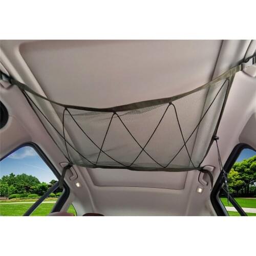 Car Ceiling Storage Net Pocket Universal Car Roof Interior Cargo Net Bag with Drawstring Sundries Storage Bag for Most Vehicles