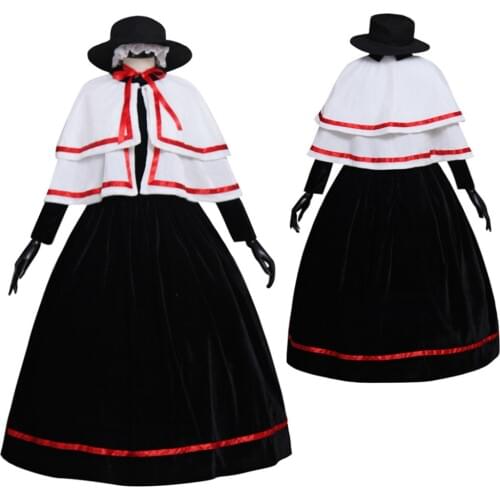 Velvet Gothic Lolita Medieval Renaissance Ball Gown Dress Cape Hat Costume Cosplay