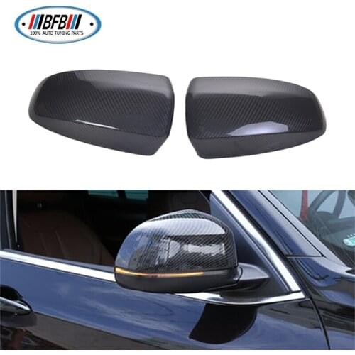 BFB 2PCS Rear view Mirror Cover 2X2 Black Real dry Carbon add on style For BMW For X3 F25 / X4 F26 / X5 F15 / X6 F16 2015-2016