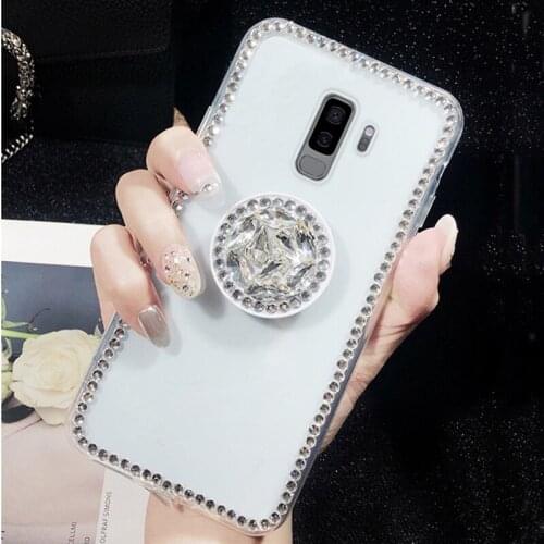 Bling Ring Holder Soft Silicone Case For Samsung Galaxy S9 Plus S20 FE S10 S10E Note 20 Ultra A32 A52 A72 5G Glitter Stand Cover