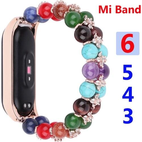 Mi Band 5 Strap Colorful Woman Bracelet for Xiaomi Miband 3 4 Correa Pulseira Bead Jewelry Bling Luxury Wristband Replacement