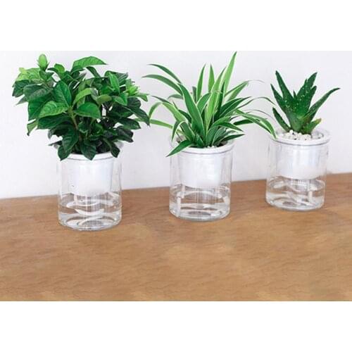 Flower Pot Clear Automatic Water Absorption Self Watering Hydroponic Resin PP Flower Planter