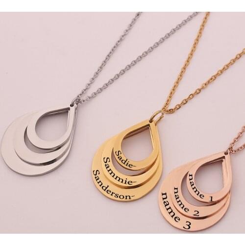 Diy Personal Custom Stainless Steel Three Name Letters Custom Necklace Three Colors Optional