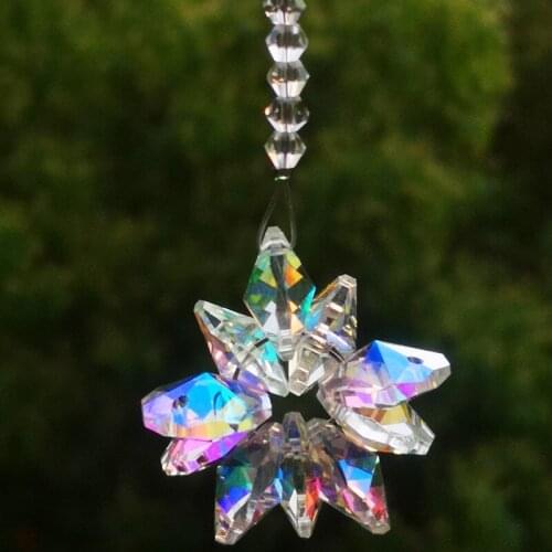 Garland Chakra Spectra 1PC Clear Or AB Color Crystal Suncatcher Rainbow Ornament For Home Decoration Christmas Tree Hanging Drop