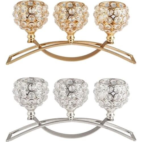3 Arms Crystal Candle Holders Candlestick Candelabra for Wedding Table