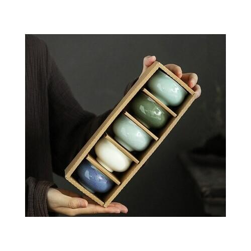 Ceramics Dingjun Kiln Tea Cup Home Chinese Style Small Cup Kung Fu Black Tea Da Hong Pao Oolong Teaware Gift Set Free Shipping