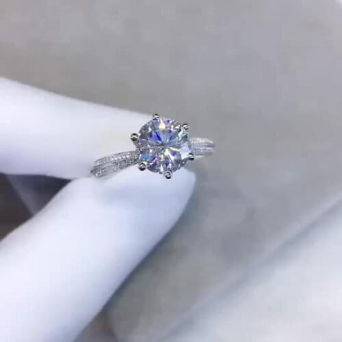 Passed Diamond Test 0.5-5Ct Super White D Color Cleaness VVS1 Moissanite Ring 18K Platinum Perfect Cut Shiny Stone Wedding Ring