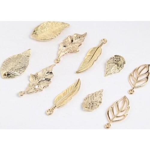 20pcs Leaf Charms Pendants Bracelet Findings KC Gold Color Alloy Metal Leaves Charms for Jewelry Making DIY Necklace Findings