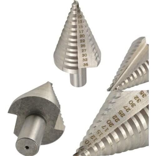 1pc Spiral Groove Conical Cone Drill 5-35mm Titanium HSS Bit Set Cutter