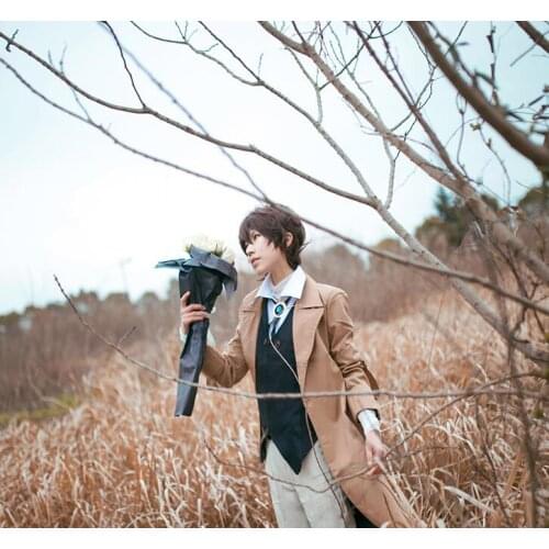 Anime Bungo Stray Dogs Cos Dazai Osamu Cosplay Costume Armed Detective Agency Member Cosplay Dress Outfit Full Set