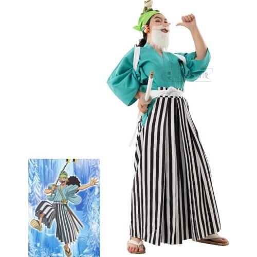Anime One Piece Wano Country Usopp Cosplay Costume Unifrom Kimono Kendo Pants Halloween Costumes Fancy Party Dress Custom Made
