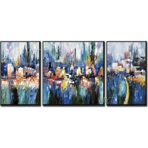 Beautiful Prosperous City Unique Modern Abstract Pop Oil Painting For Living Room Decoration 100% Handmade Unframed Painting